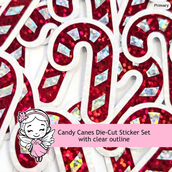 Christmas Candy Canes Die Cut Sticker Set for holidays crafts, projects, scrapbook page embellishments.