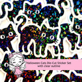 Halloween Cats Die Cut Sticker Set for Crafts, Greeting Cards, Journals and Scrapbook Pages.