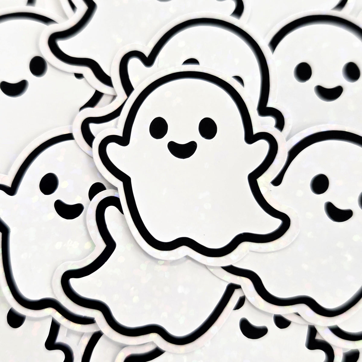 Cute Halloween Ghosts Die Cut Sticker Set for crafts, Trick or Treat bags, fall decor, spooky season stickers.