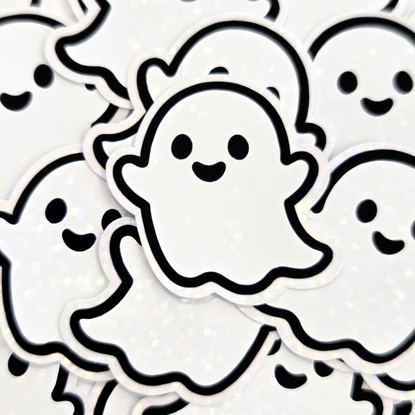 Cute Halloween Ghosts Die Cut Sticker Set for crafts, Trick or Treat bags, fall decor, spooky season stickers.