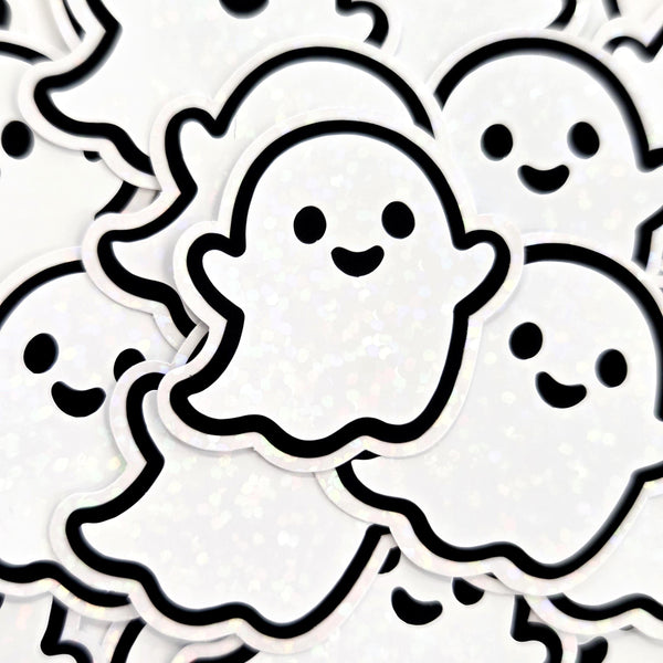 Cute Halloween Ghosts Die Cut Sticker Set for crafts, Trick or Treat bags, fall decor, spooky season stickers.