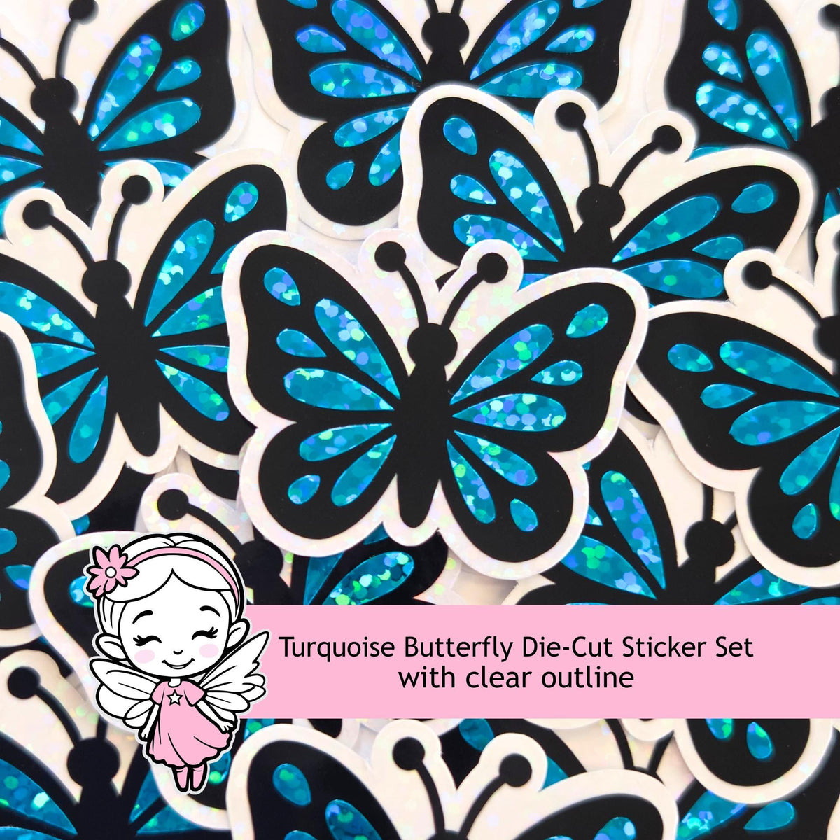 Turquoise Butterfly Stickers Set