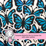 Turquoise Butterfly Stickers Set