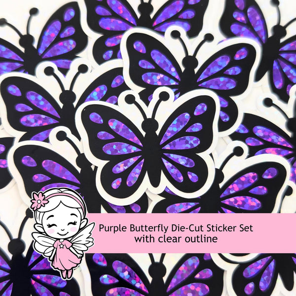 purple buttefly die cut stickers