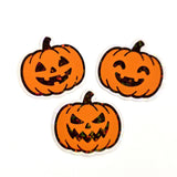 Set of Halloween Pumpkins Die Cut Stickers, Jack O Lantern glitter decals for teachers, journals, fall season decor.