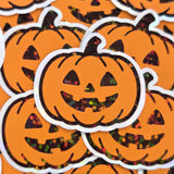Pumpkins Die Cut Sticker Set, Halloween Jack O Lantern glitter decals for teachers, journals, spooky season decor.