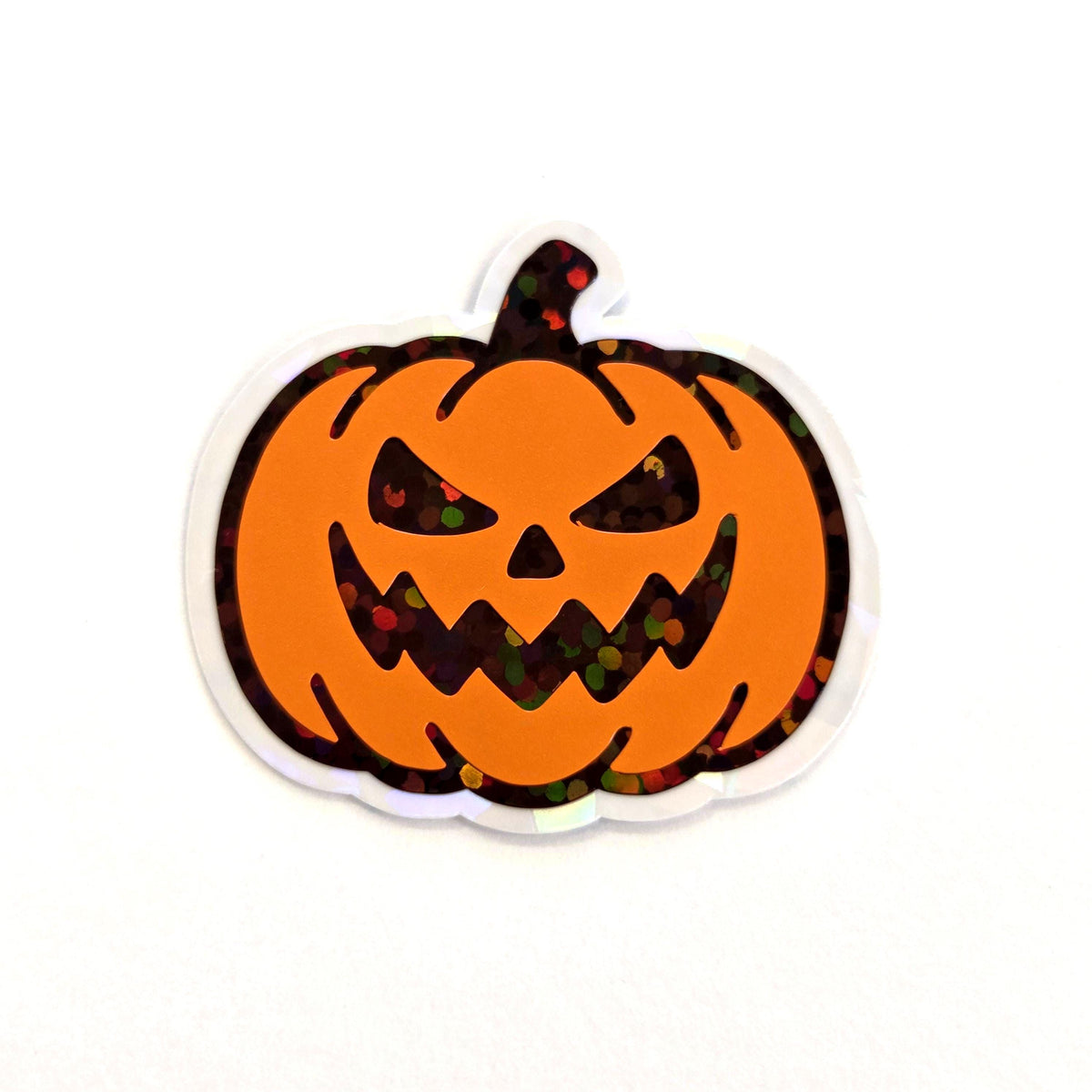 Set of Halloween Pumpkins Die Cut Stickers, Jack O Lantern glitter decals for teachers, journals, fall season decor.