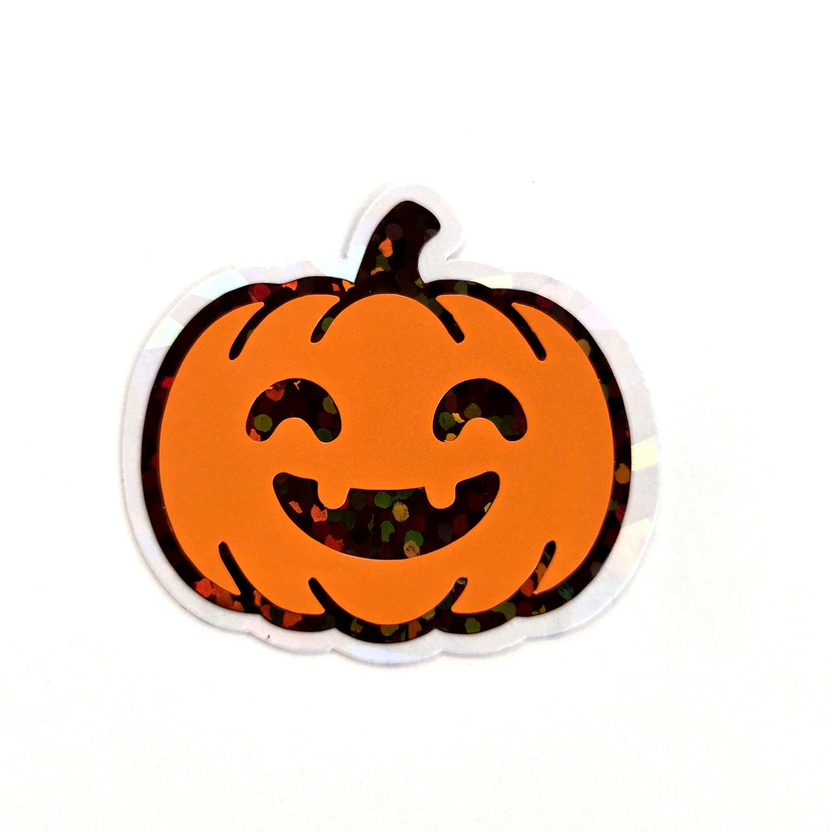 Cute Halloween Pumpkins Die Cut Sticker Set, Jack O Lantern glitter decals for teachers, journals, fall season decor.