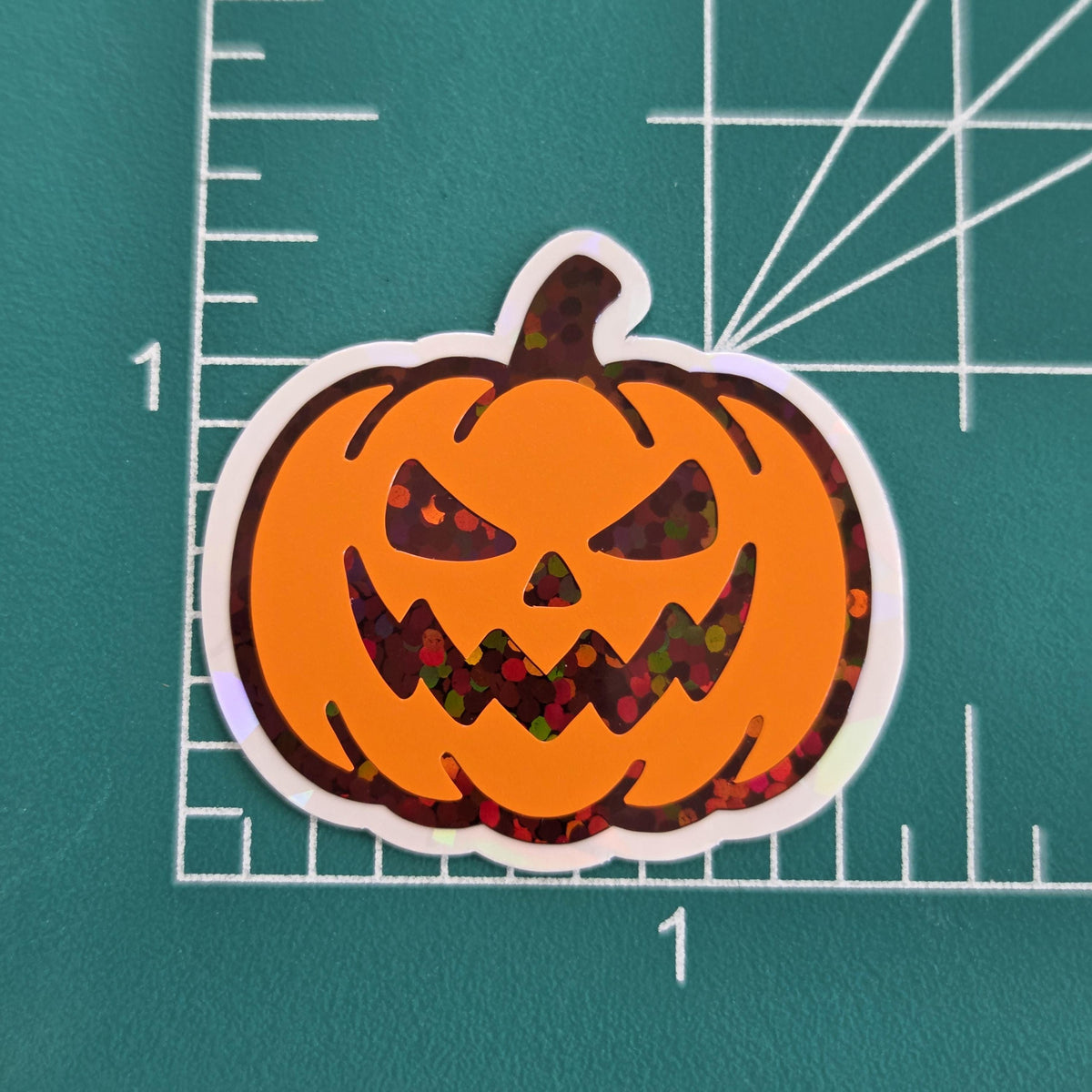 Spooky Halloween Pumpkins Die Cut Sticker Set, Jack O Lantern glitter decals for teachers, journals, fall season decor.