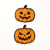 Set of Halloween Pumpkins Die Cut Stickers, Jack O Lantern glitter decals for teachers, journals, fall season decor.