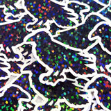 Black Raven Birds Die Cut Sparkly Glitter Stickers for Halloween, spooky season crafts