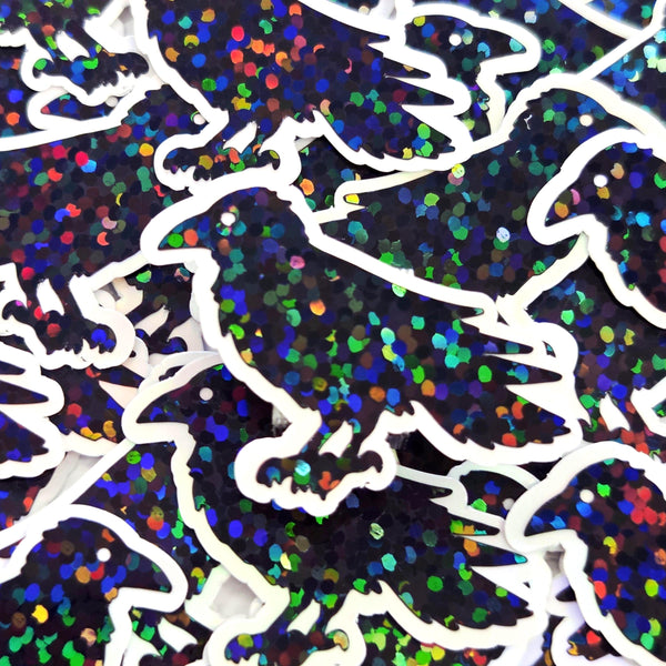Black Raven Birds Die Cut Sparkly Glitter Stickers for Halloween, spooky season crafts