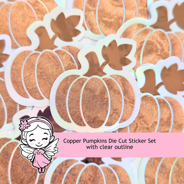 Copper Pumpkin Die Cut Stickers for Autumn and Halloween Craft Projects, Scrapbook and Journal Embellishments.