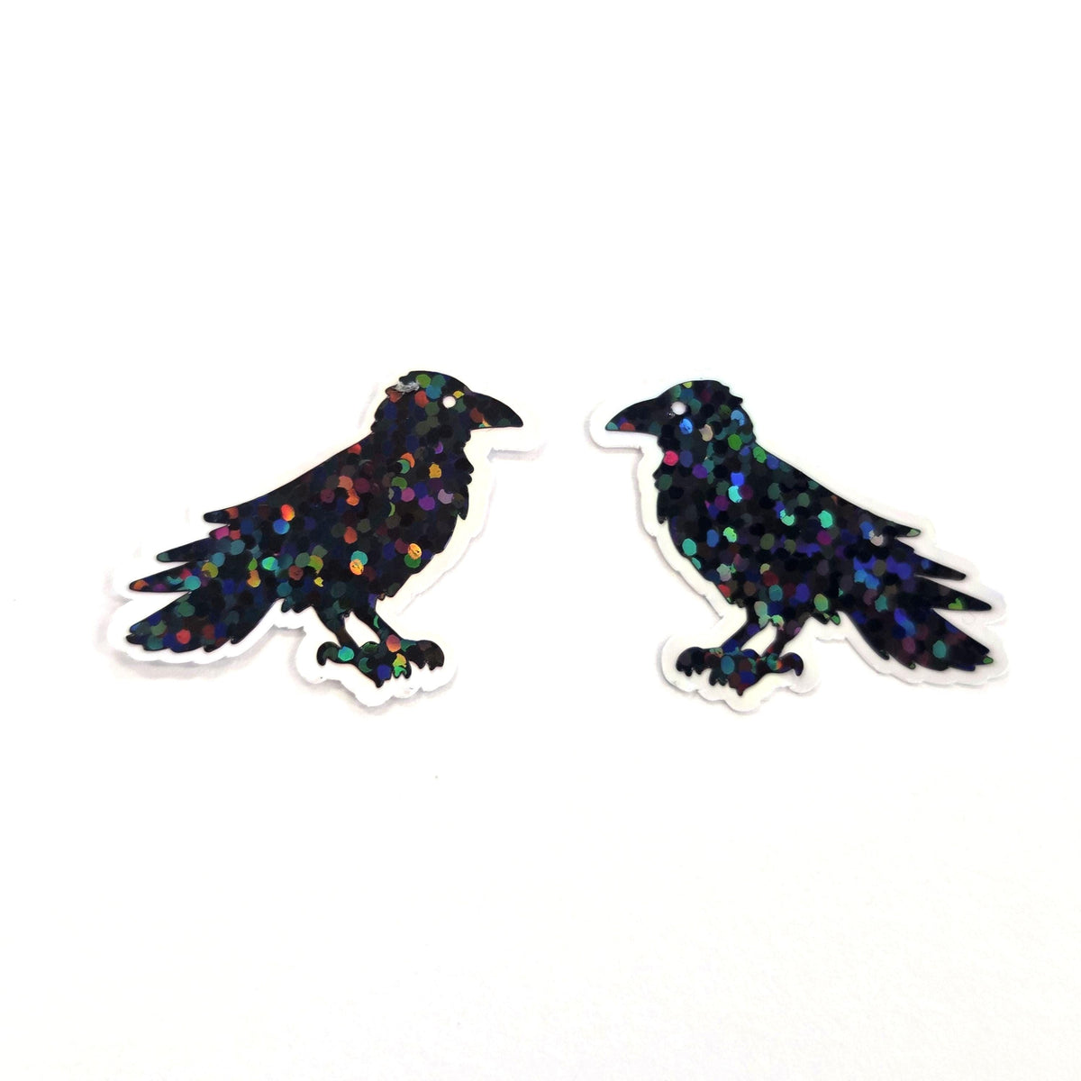 Black Raven Birds Die Cut Sparkly Glitter Stickers for Halloween, spooky season crafts