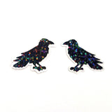 Black Raven Birds Die Cut Sparkly Glitter Stickers for Halloween, spooky season crafts