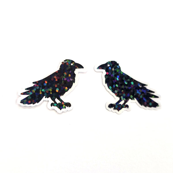 Black Raven Birds Die Cut Sparkly Glitter Stickers for Halloween, spooky season crafts