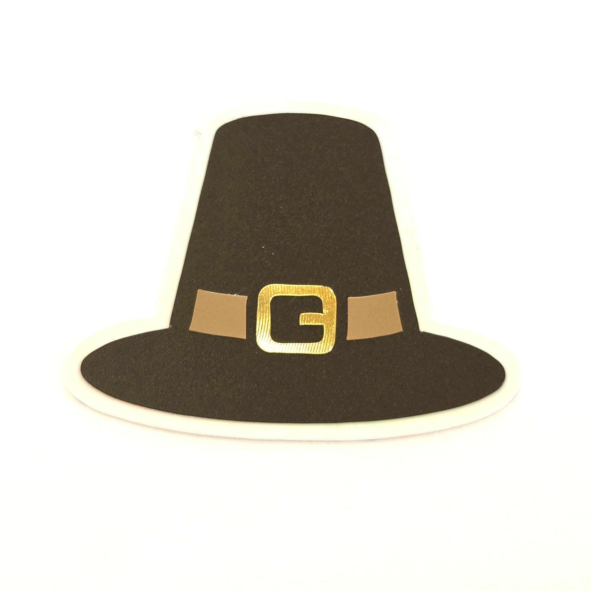 Pilgrim Hats Die Cut Stickers for Thanksgiving, craft embellishments for holiday dinner decor, gift tags and place cards.