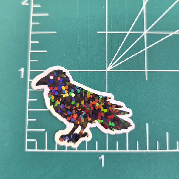Black Raven Birds Die Cut Sparkly Glitter Stickers for Halloween, spooky season crafts
