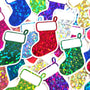 Christmas Stockings Die Cut Stickers, Holiday Cards, Journal and Planner Embellishments