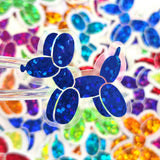 Balloon Dogs Die Cut Sticker Set, multicolor sparkly stickers for birthday invitations, tumblers, journals, scrapbooks and crafts
