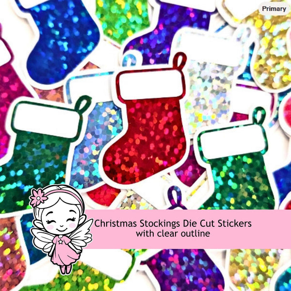 Christmas Stockings Die Cut Stickers, Holiday Cards, Journal and Planner Embellishments