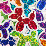 Balloon Dogs Die Cut Sticker Set, multicolor sparkly stickers for birthday invitations, tumblers, journals, scrapbooks and crafts