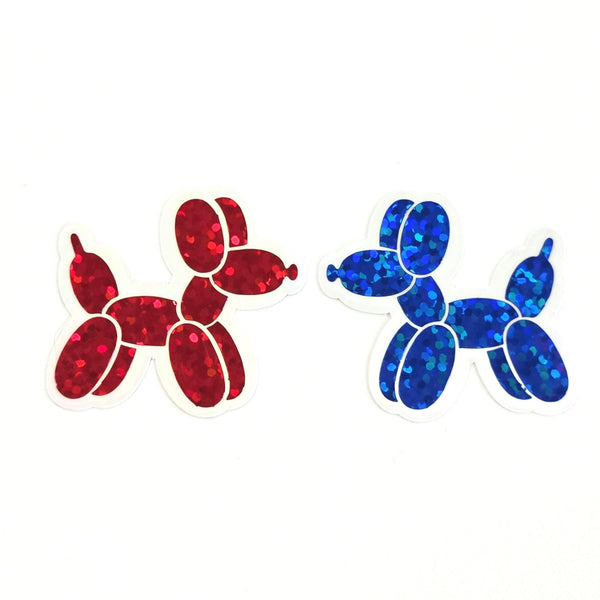 Balloon Dogs Die Cut Sticker Set, multicolor sparkly stickers for birthday invitations, tumblers, journals, scrapbooks and crafts