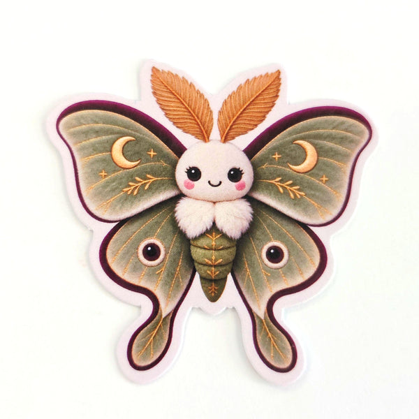 Luna Moth Plushie Sticker Set, printed stickers for journals, bug lovers, scrapbook pages, teachers and kids