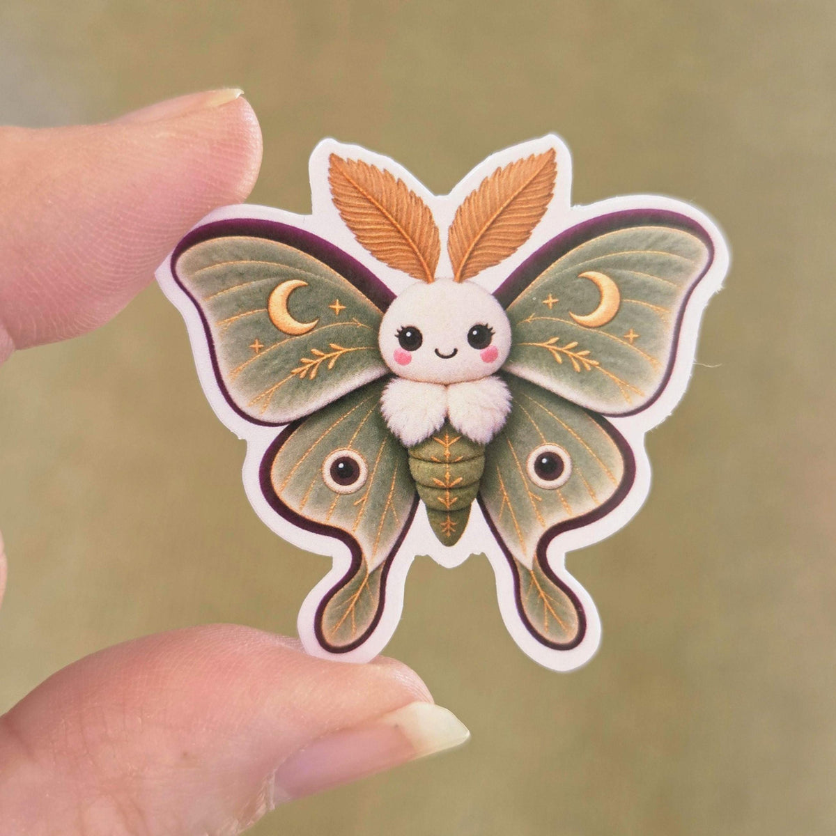 Luna Moth Plushie Sticker Set, printed stickers for journals, bug lovers, scrapbook pages, teachers and kids