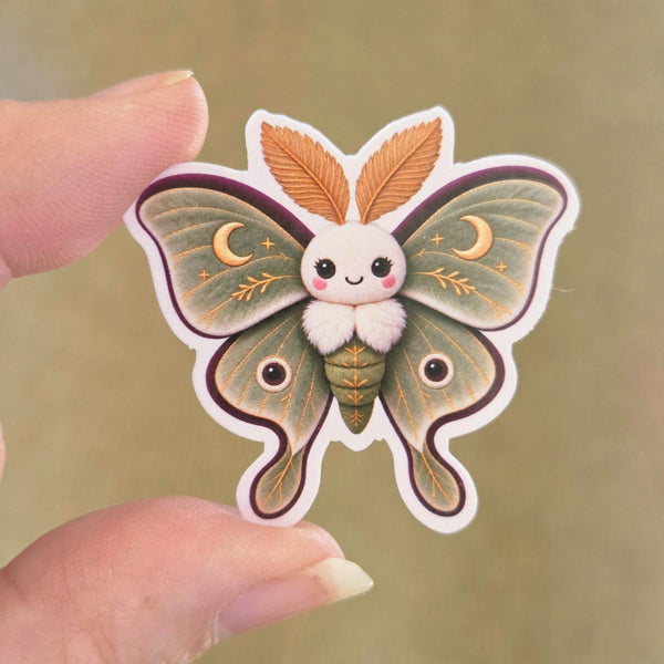 Luna Moth Plushie Sticker Set, printed stickers for journals, bug lovers, scrapbook pages, teachers and kids