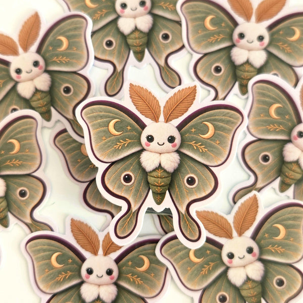 Luna Moth Plushie Sticker Set, printed stickers for journals, bug lovers, scrapbook pages, teachers and kids