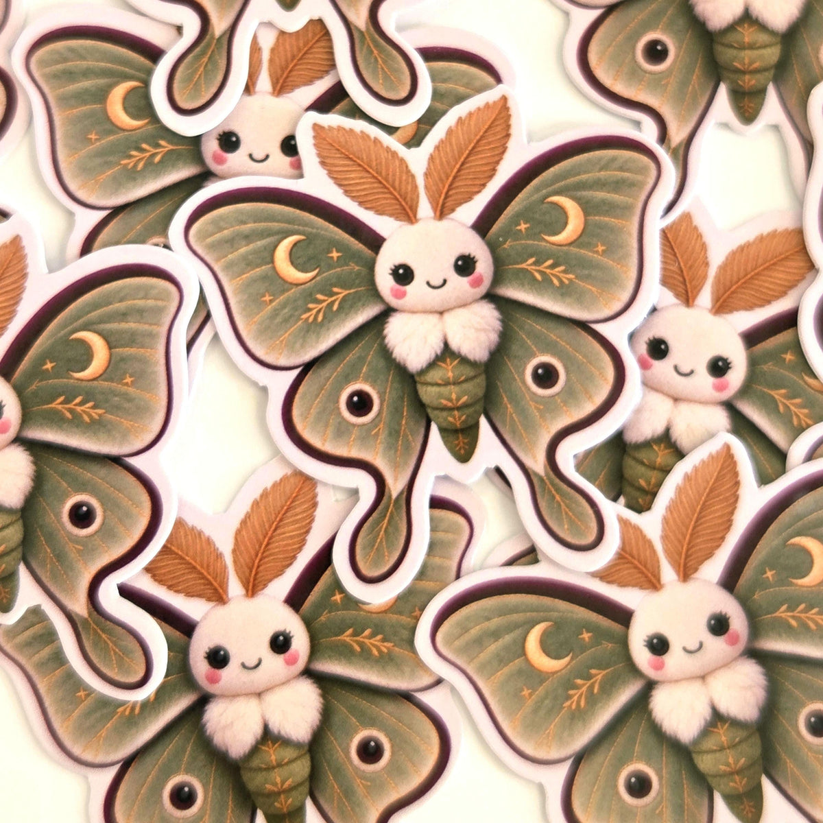 Luna Moth Plushie Sticker Set, printed stickers for journals, bug lovers, scrapbook pages, teachers and kids
