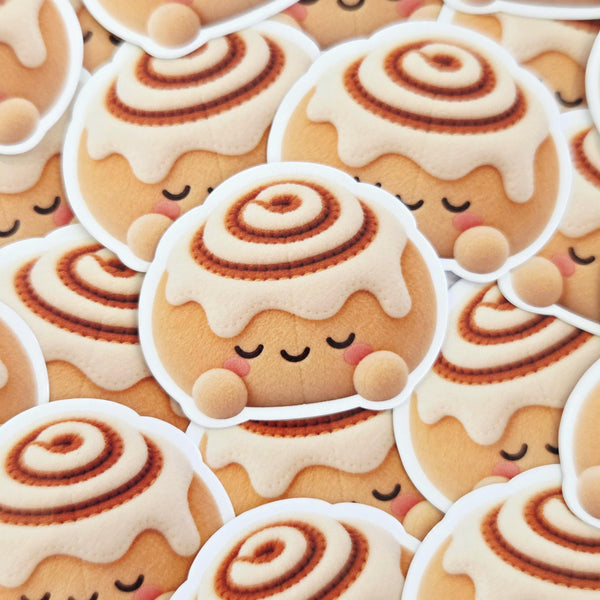 Cinnamon Roll Plushie Sticker Set for journals, scrapbooks, bakers and sticker collectors. Printed stickers