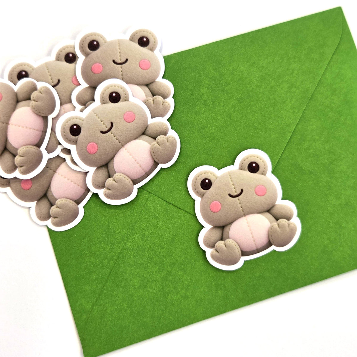 Frog Plushie Sticker Set, glossy finish