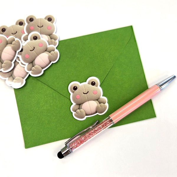 Frog Plushie Sticker Set, glossy finish