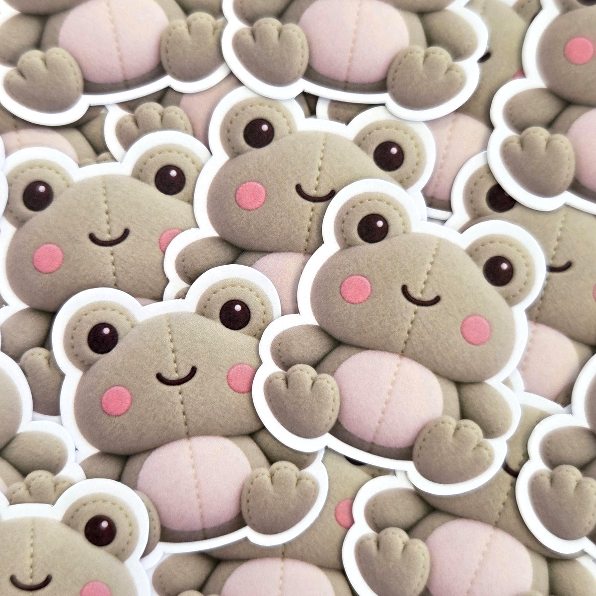 Frog Plushie Sticker Set, glossy finish