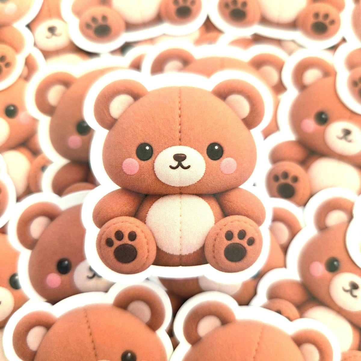 Teddy Bear Plushie Sticker Set, glossy color printed bears