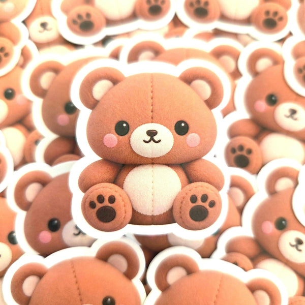 Teddy Bear Plushie Sticker Set, glossy color printed bears
