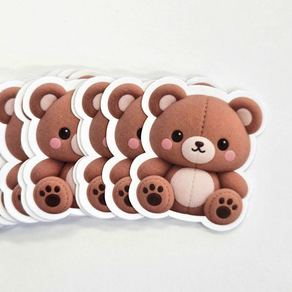 Teddy Bear Plushie Sticker Set, glossy color printed bears