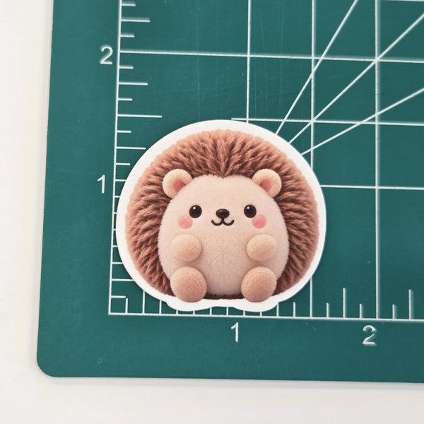 Hedgehog Plushie Sticker Set, glossy color printed stickers