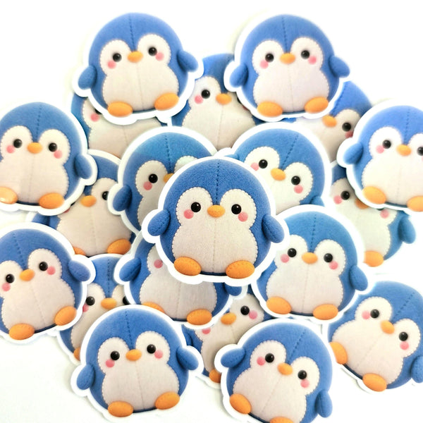 Penguin Plushie Sticker Set, glossy die cut printed stickers