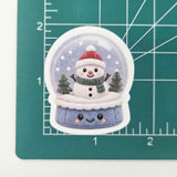 Snowman Snowglobe Plushie Sticker Set, glossy die cut printed stickers for winter holidays
