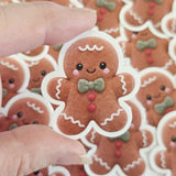 Gingerbread Cookie Plushie Sticker Set, glossy die cut printed stickers for Christmas