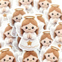 Angel Plushie Sticker Set, glossy die cut printed stickers for Christmas