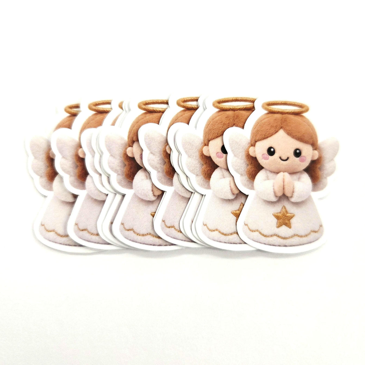 Angel Plushie Sticker Set, glossy die cut printed stickers for Christmas