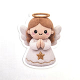 Angel Plushie Sticker Set, glossy die cut printed stickers for Christmas