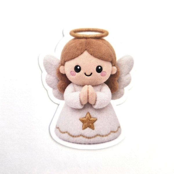 Angel Plushie Sticker Set, glossy die cut printed stickers for Christmas