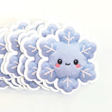 Snowflake Plushie Sticker Set, glossy die cut printed stickers for winter holidays
