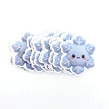 Snowflake Plushie Sticker Set, glossy die cut printed stickers for winter holidays