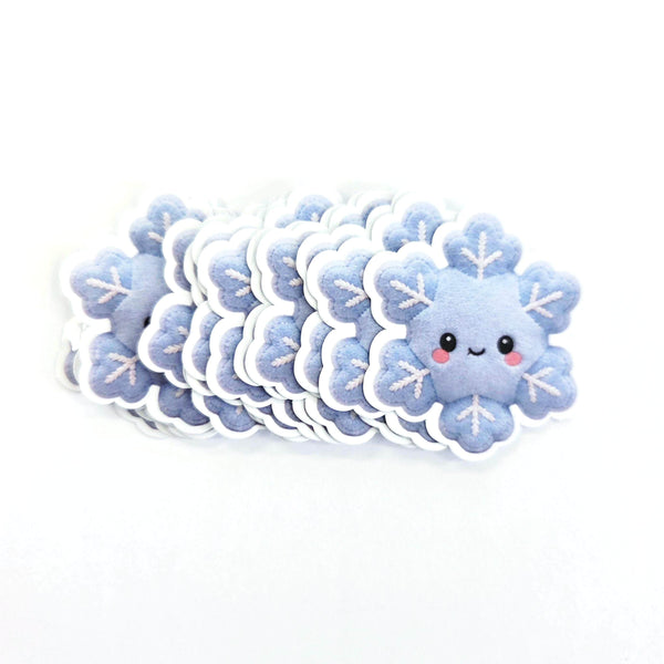 Snowflake Plushie Sticker Set, glossy die cut printed stickers for winter holidays